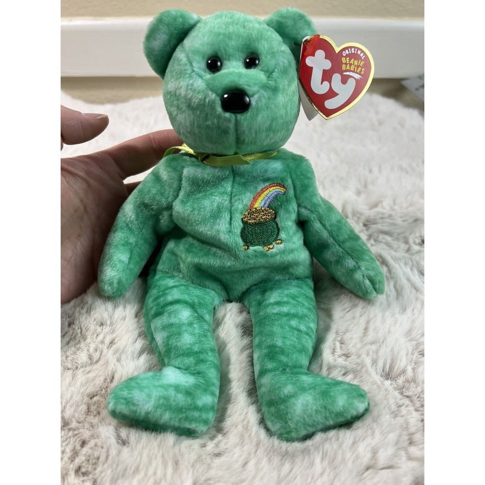 Ty Beanie Baby 2003 Killarney Green Bear St Patricks Day Pot Of Gold Rainbow Toy